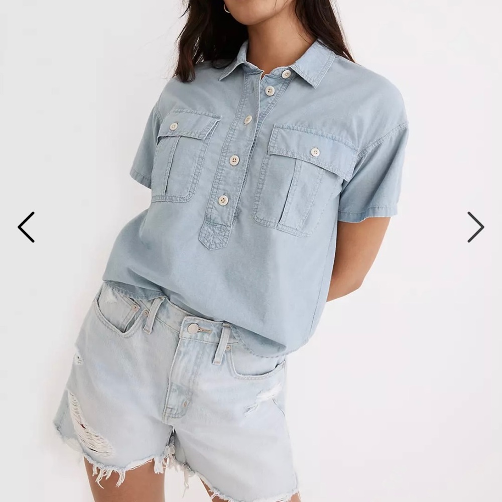 Madewell Indigo Safari Popover Shirt XS NWOT